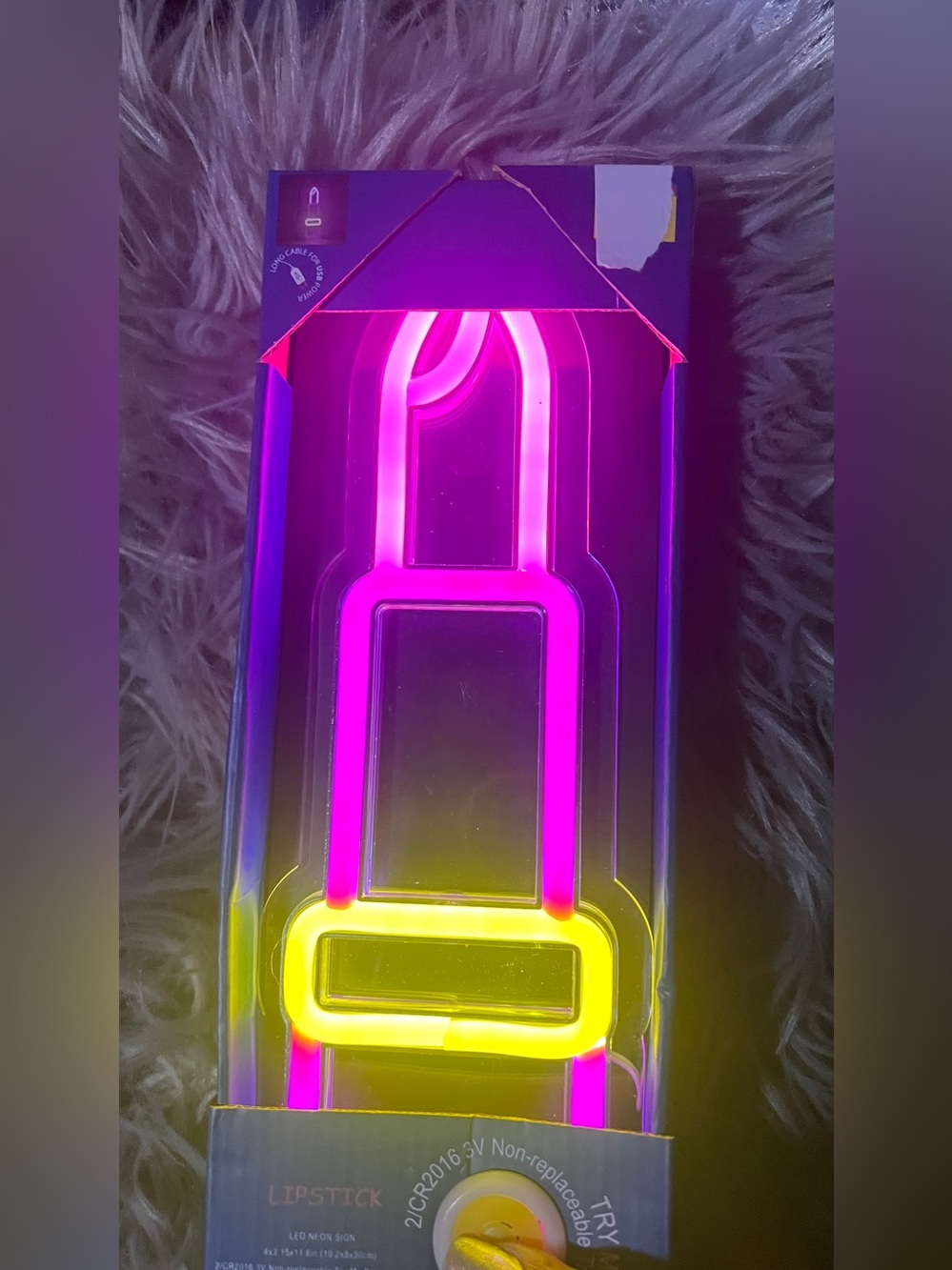 Hobby Lobby Neon Lipstick Sign - Pink and Yellow